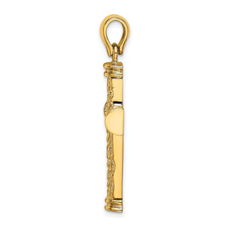 14k Yellow Gold Scroll and Double Endcaps Cross Pendant