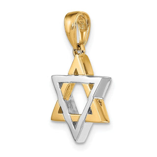 14k Two-Tone Gold 3-D Jewish Star Of David Pendant