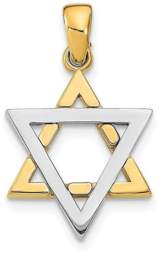 14k Two-Tone Gold 3-D Jewish Star Of David Pendant