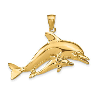 14k Yellow Gold Dolphins Pendant K9777