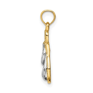 14k Yellow Gold And Rhodium Solid Polished Sandals Pendant
