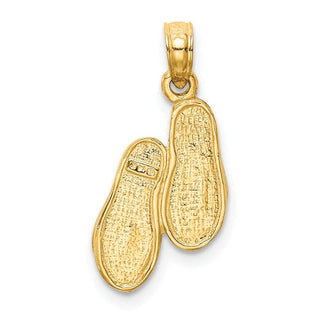 14k Yellow Gold And Rhodium Solid Polished Sandals Pendant