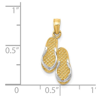 14k Yellow Gold And Rhodium Solid Polished Sandals Pendant