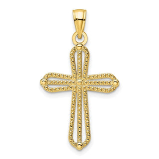 14k Yellow Gold Beaded Cross Pendant K9860