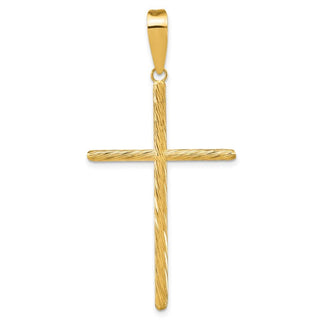 14k Yellow Gold Polished & Textured Fancy Cross Pendant K9951