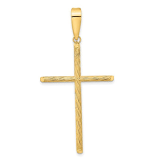 14k Yellow Gold Polished & Textured Fancy Cross Pendant K9951