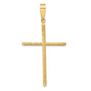14k Yellow Gold Polished & Textured Fancy Cross Pendant K9952