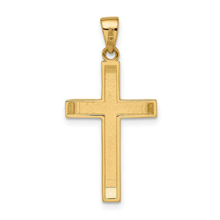 14k Yellow Gold Satin/Polished Beveled Medium Latin Cross Pendant