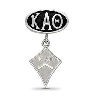 Sterling Silver LogoArt Kappa Alpha Theta Sorority Greek Letters Enameled Oval with Kite Dangle Bead