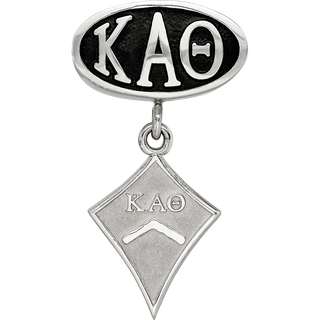 Sterling Silver LogoArt Kappa Alpha Theta Sorority Greek Letters Enameled Oval with Kite Dangle Bead