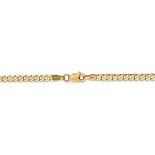 24" 14k Yellow Gold 3mm Open Concave Curb Chain Necklace