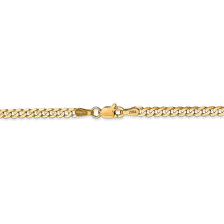 8" 14k Yellow Gold 3mm Open Concave Curb Chain Bracelet