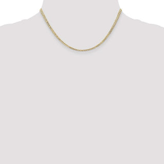 16" 14k Yellow Gold 3mm Open Concave Curb Chain Necklace