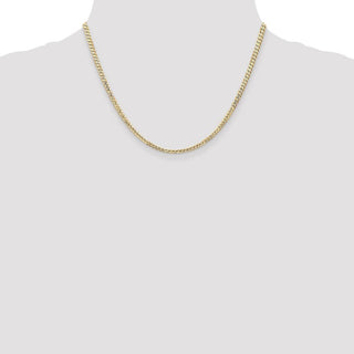 18" 14k Yellow Gold 3mm Open Concave Curb Chain Necklace