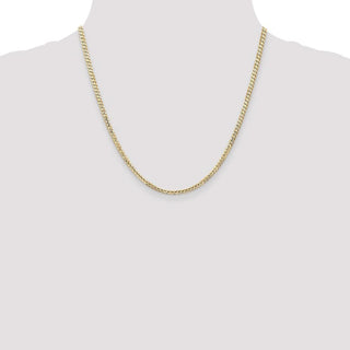 20" 14k Yellow Gold 3mm Open Concave Curb Chain Necklace