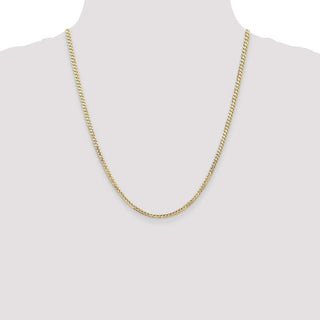 22" 14k Yellow Gold 3mm Open Concave Curb Chain Necklace