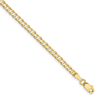 8" 14k Yellow Gold 3mm Open Concave Curb Chain Bracelet