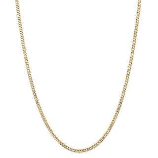 24" 14k Yellow Gold 3mm Open Concave Curb Chain Necklace