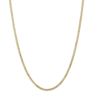 16" 14k Yellow Gold 3mm Open Concave Curb Chain Necklace