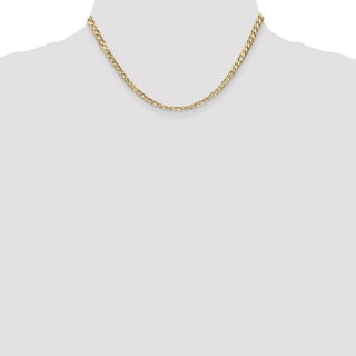 16" 14k Yellow Gold 3.8mm Open Concave Curb Chain Necklace