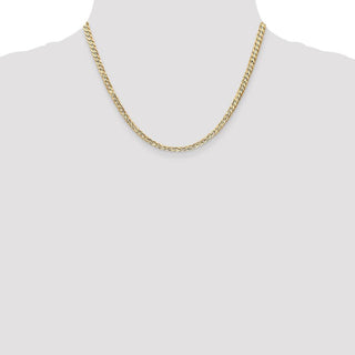 18" 14k Yellow Gold 3.8mm Open Concave Curb Chain Necklace