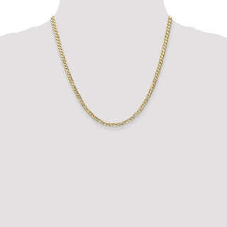 20" 14k Yellow Gold 3.8mm Open Concave Curb Chain Necklace