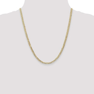 22" 14k Yellow Gold 3.8mm Open Concave Curb Chain Necklace