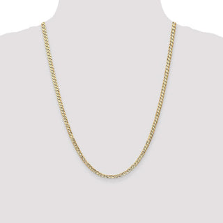 24" 14k Yellow Gold 3.8mm Open Concave Curb Chain Necklace