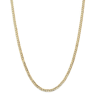 18" 14k Yellow Gold 3.8mm Open Concave Curb Chain Necklace