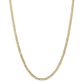 28" 14k Yellow Gold 3.8mm Open Concave Curb Chain Necklace