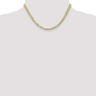 16" 14k Yellow Gold 4.5mm Open Concave Curb Chain Necklace
