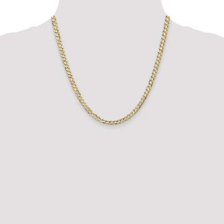 20" 14k Yellow Gold 4.5mm Open Concave Curb Chain Necklace