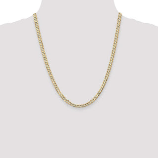 22" 14k Yellow Gold 4.5mm Open Concave Curb Chain Necklace