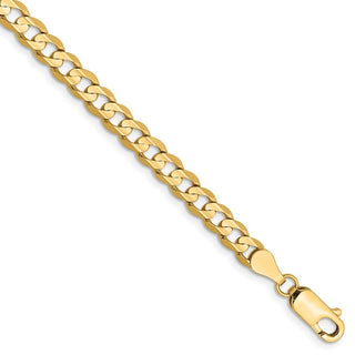 7" 14k Yellow Gold 4.5mm Open Concave Curb Chain Bracelet