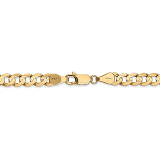 7" 14k Yellow Gold 5.25mm Open Concave Curb Chain Bracelet
