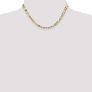 16" 14k Yellow Gold 5.25mm Open Concave Curb Chain Necklace
