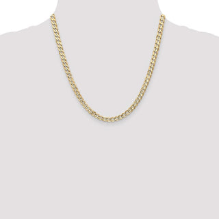 20" 14k Yellow Gold 5.25mm Open Concave Curb Chain Necklace