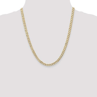 22" 14k Yellow Gold 5.25mm Open Concave Curb Chain Necklace