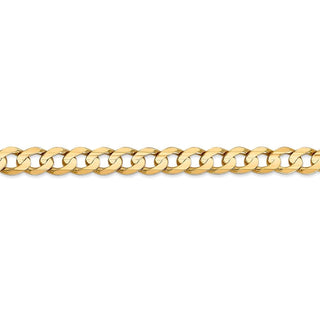 7" 14k Yellow Gold 6.75mm Open Concave Curb Chain Bracelet
