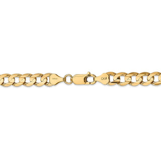 7" 14k Yellow Gold 6.75mm Open Concave Curb Chain Bracelet