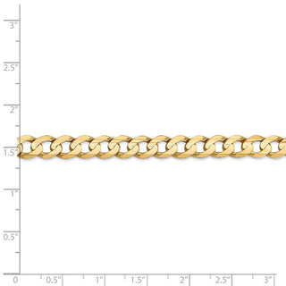 7" 14k Yellow Gold 6.75mm Open Concave Curb Chain Bracelet