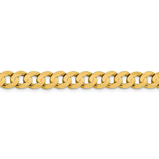 8" 14k Yellow Gold 7.5mm Open Concave Curb Chain Bracelet