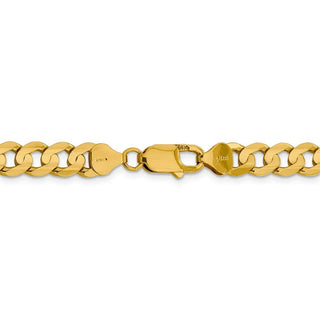 8" 14k Yellow Gold 7.5mm Open Concave Curb Chain Bracelet