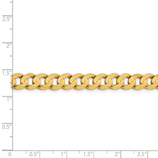 8" 14k Yellow Gold 7.5mm Open Concave Curb Chain Bracelet