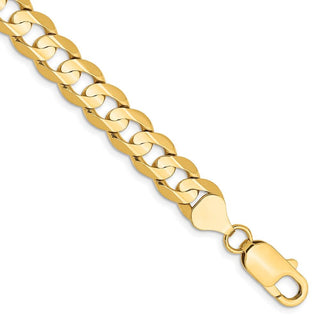 7" 14k Yellow Gold 7.5mm Open Concave Curb Chain Bracelet