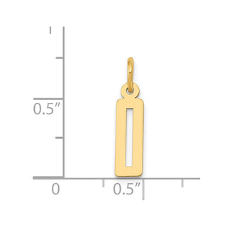 14k Yellow Gold Small Polished Elongated 0 Charm