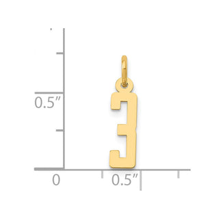14k Yellow Gold Small Polished Elongated 3 Charm