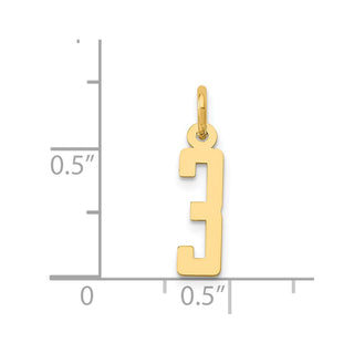 14k Yellow Gold Small Polished Elongated 3 Charm