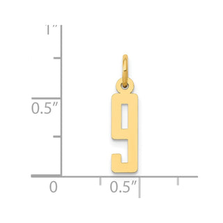 14k Yellow Gold Small Polished Elongated 9 Charm