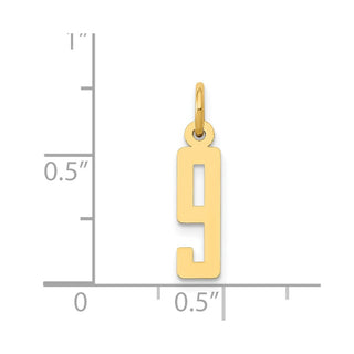 14k Yellow Gold Small Polished Elongated 9 Charm